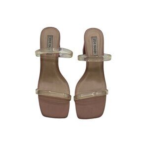 Steve Madden Size 8 High Heel Sandals Beige With Clear Straps